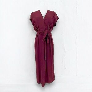 Reiss Burgundy Wrap Midi Dress Size 4 Classic Professional Designer